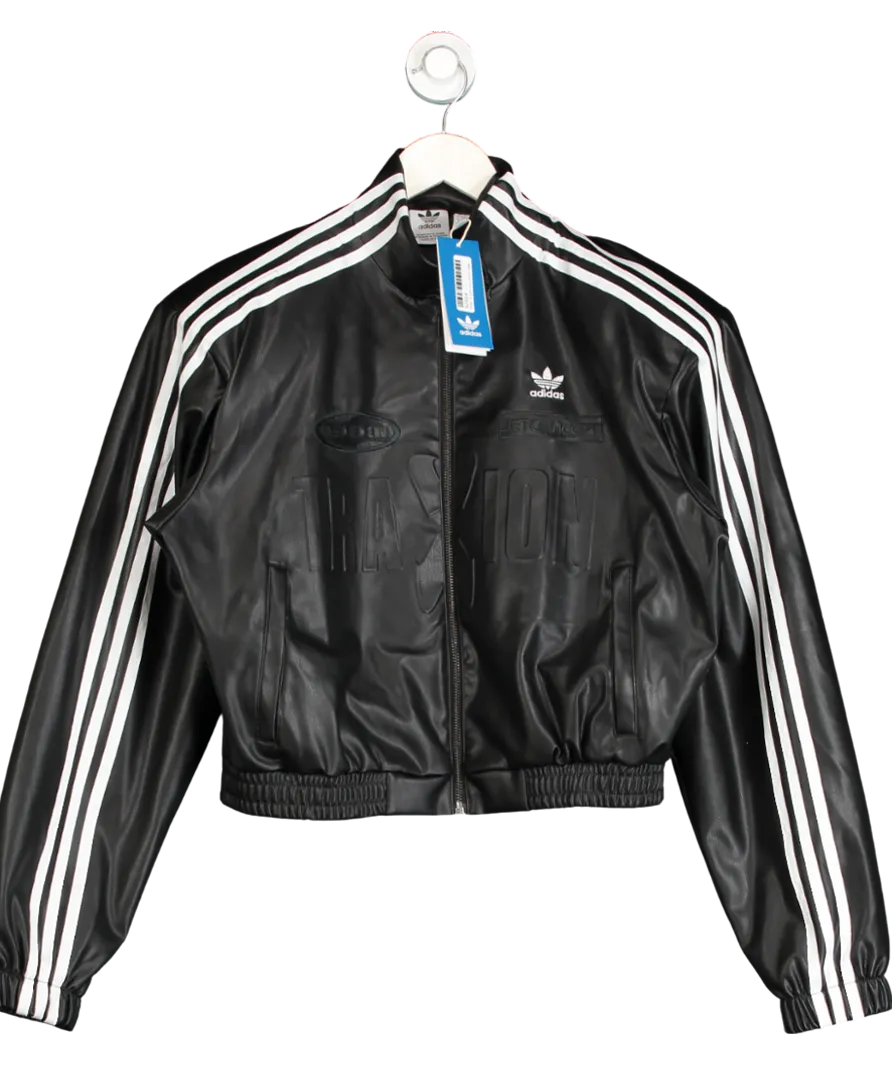 adidas Black Adilenium Season 2 Biker Faux Leather Jacket UK S