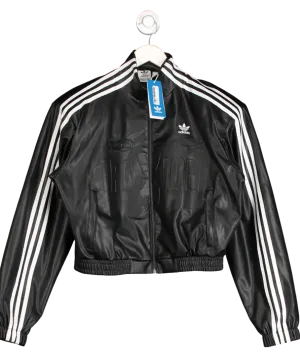 adidas Black Adilenium Season 2 Biker Faux Leather Jacket UK S