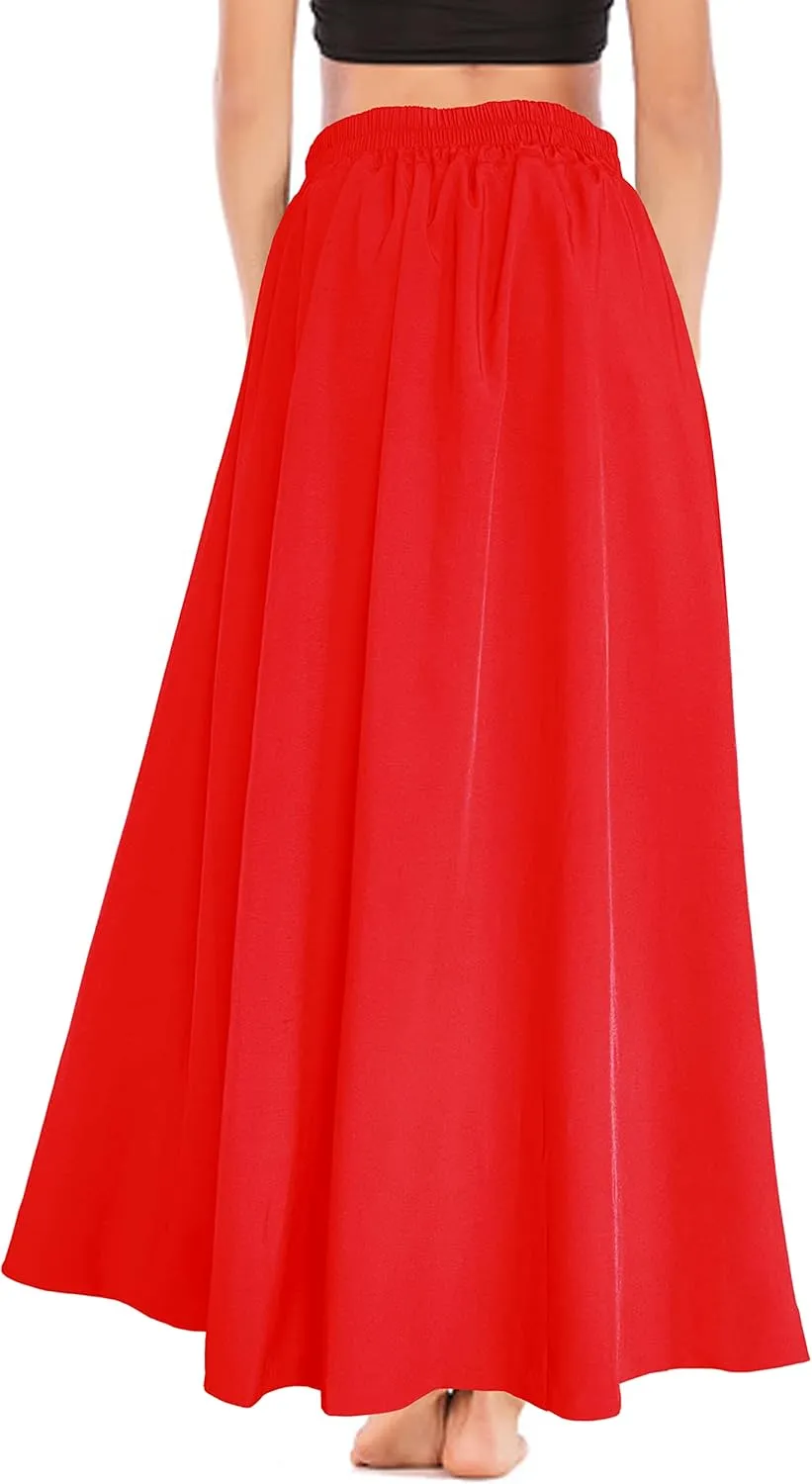Afibi Women's High Waist Skirt Tie Front A-Line Flowy Long Maxi Skirts with Pockets