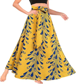 Afibi Women's High Waist Skirt Tie Front A-Line Flowy Long Maxi Skirts with Pockets