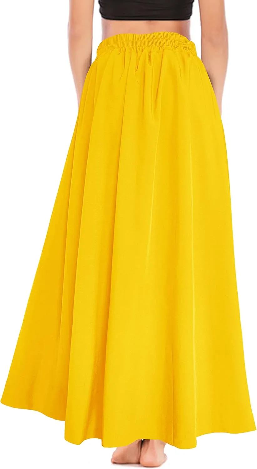Afibi Women's High Waist Skirt Tie Front A-Line Flowy Long Maxi Skirts with Pockets
