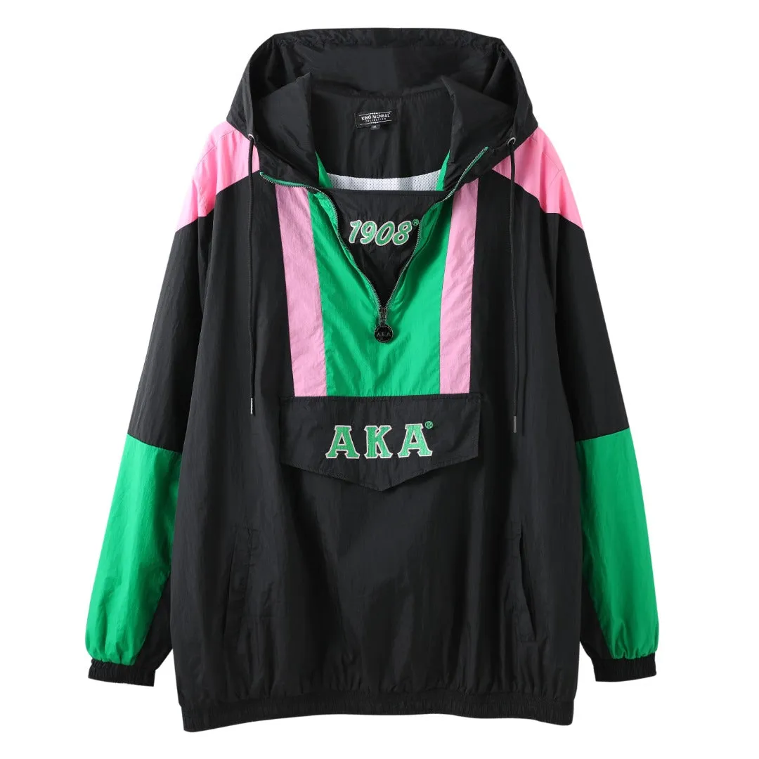 AKA Black Half Zip Windbreaker Jacket Read Description