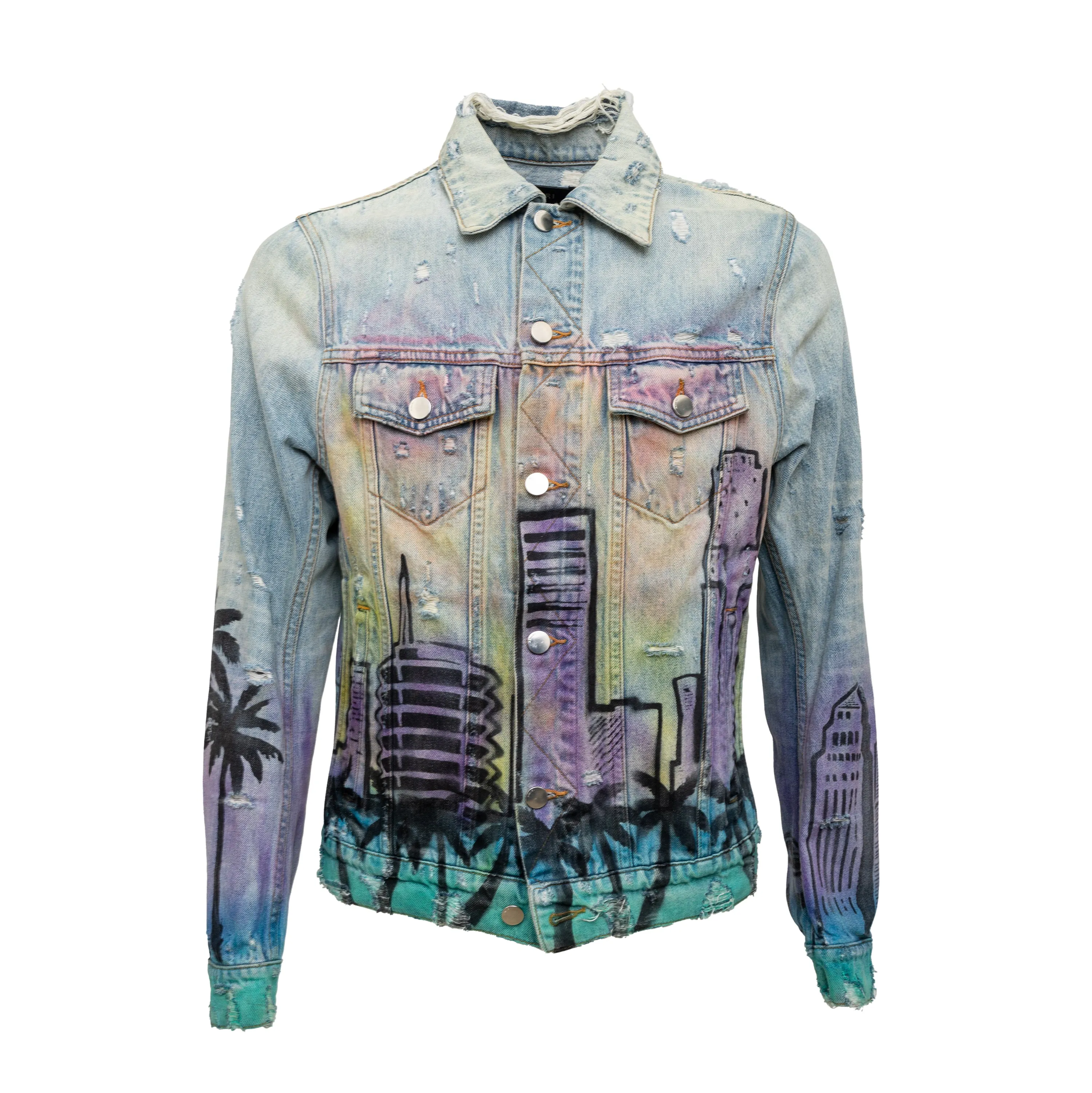 Amiri Distressed 'Hollywood' Denim Jacket - '10s