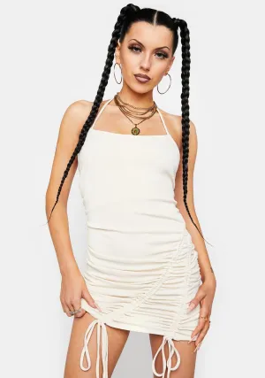 Baddie Intentions Ruched Halter Dress