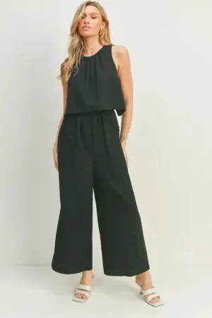 Black Wide-Leg Sleeveless Jumpsuit