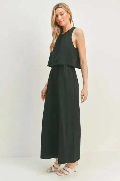 Black Wide-Leg Sleeveless Jumpsuit