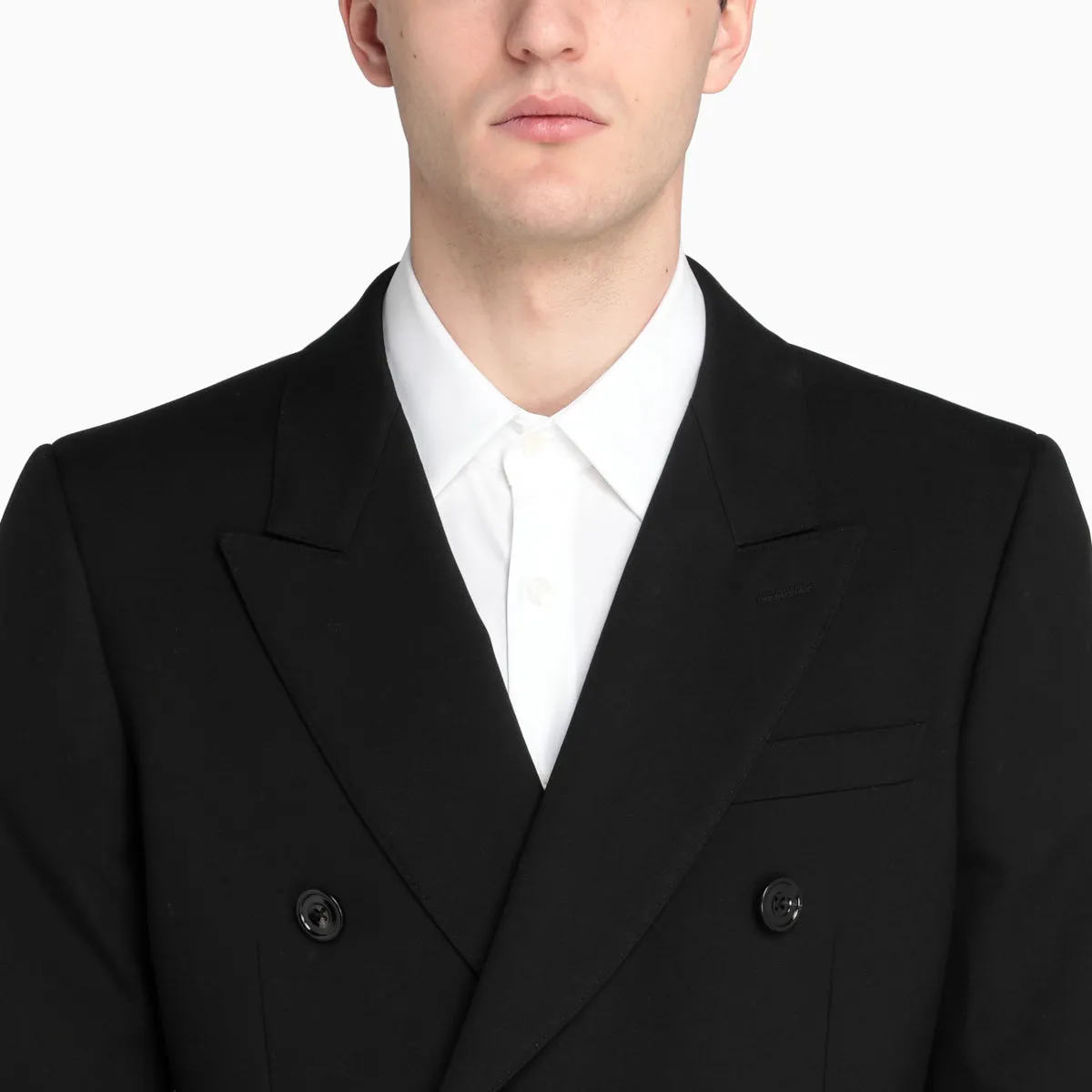 Black Wool Double-Breasted Coat