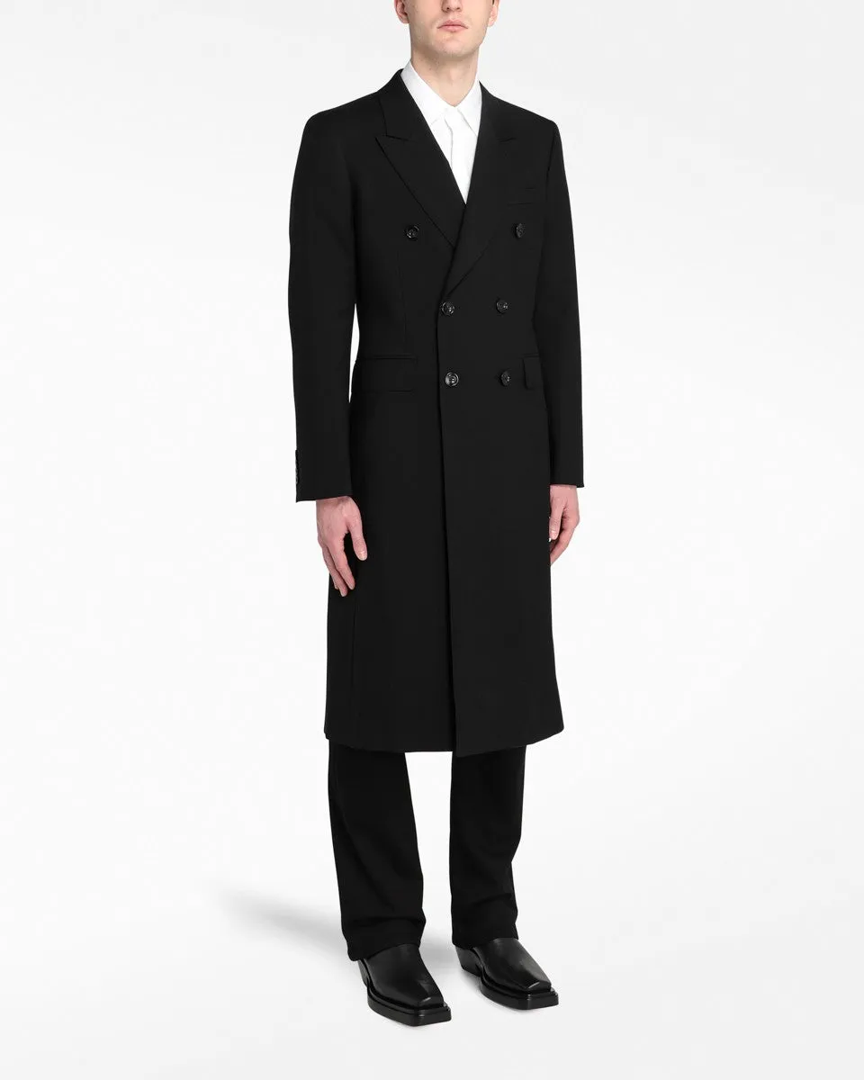 Black Wool Double-Breasted Coat