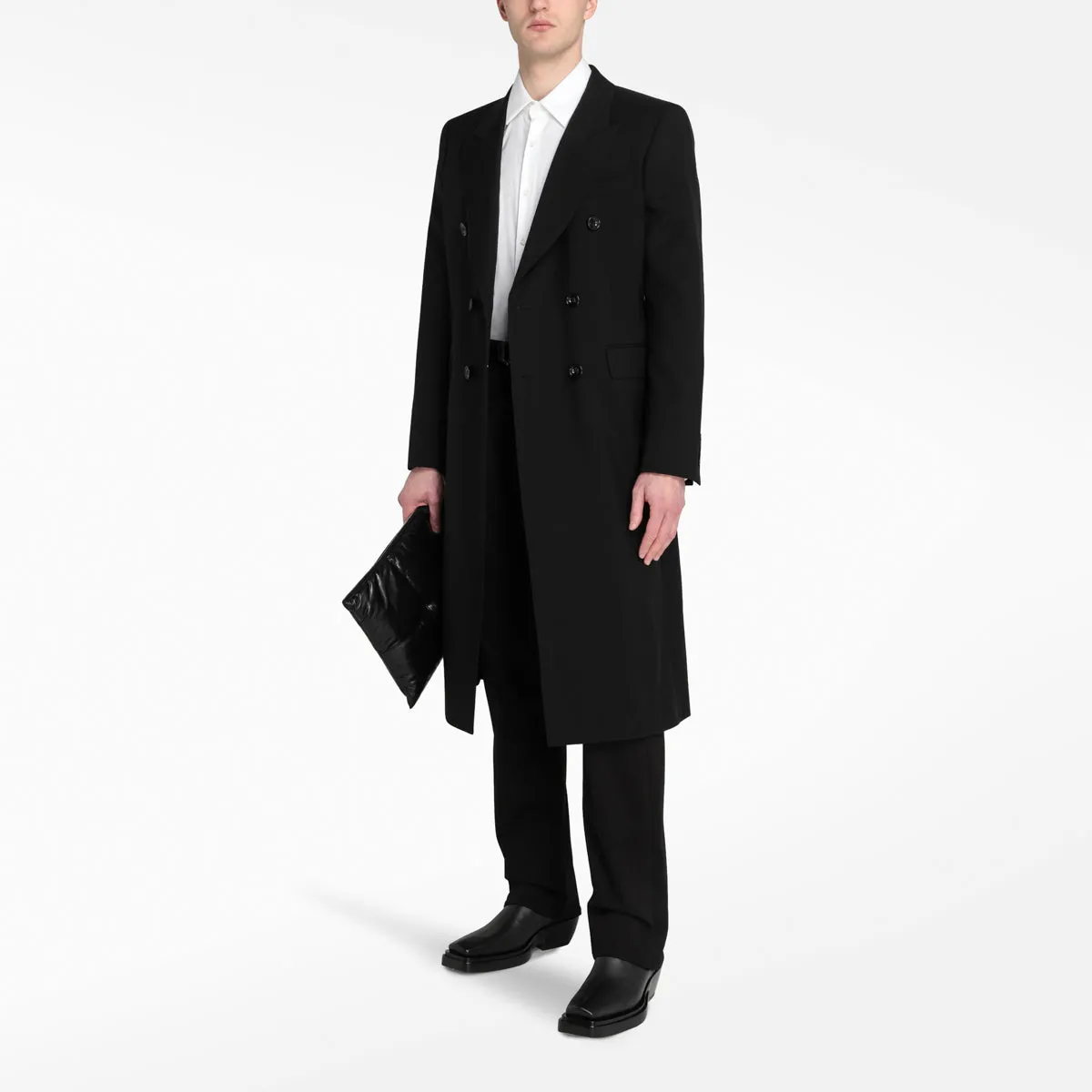 Black Wool Double-Breasted Coat