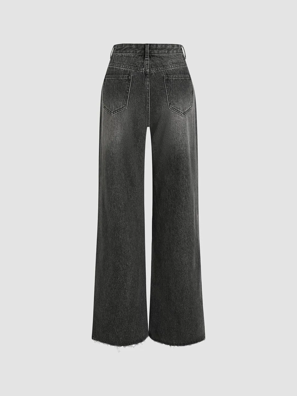 CIDER Womens Ripped Jeans High Waisted Distressed Baggy Straight Wide Leg Pants