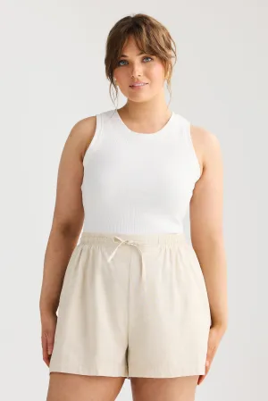 Core Ribbed Racer Back Tank - White