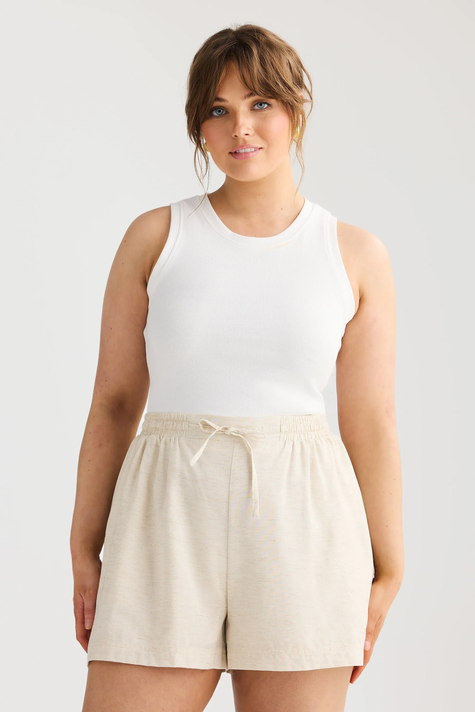 Core Ribbed Racer Back Tank - White
