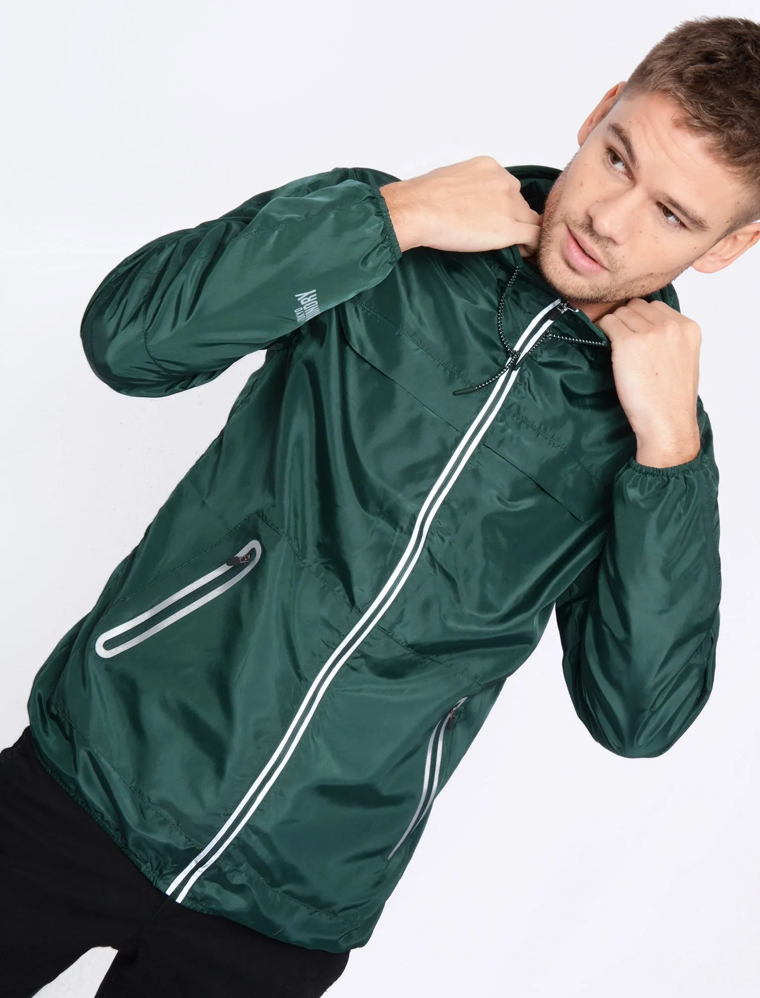 Cuba Lightweight Hooded Windbreaker Jacket In Green - Tokyo Laundry