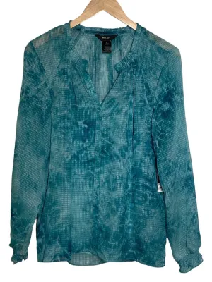 Dark Autumn Renowned Blue Tie-Dye Chiffon Blouse