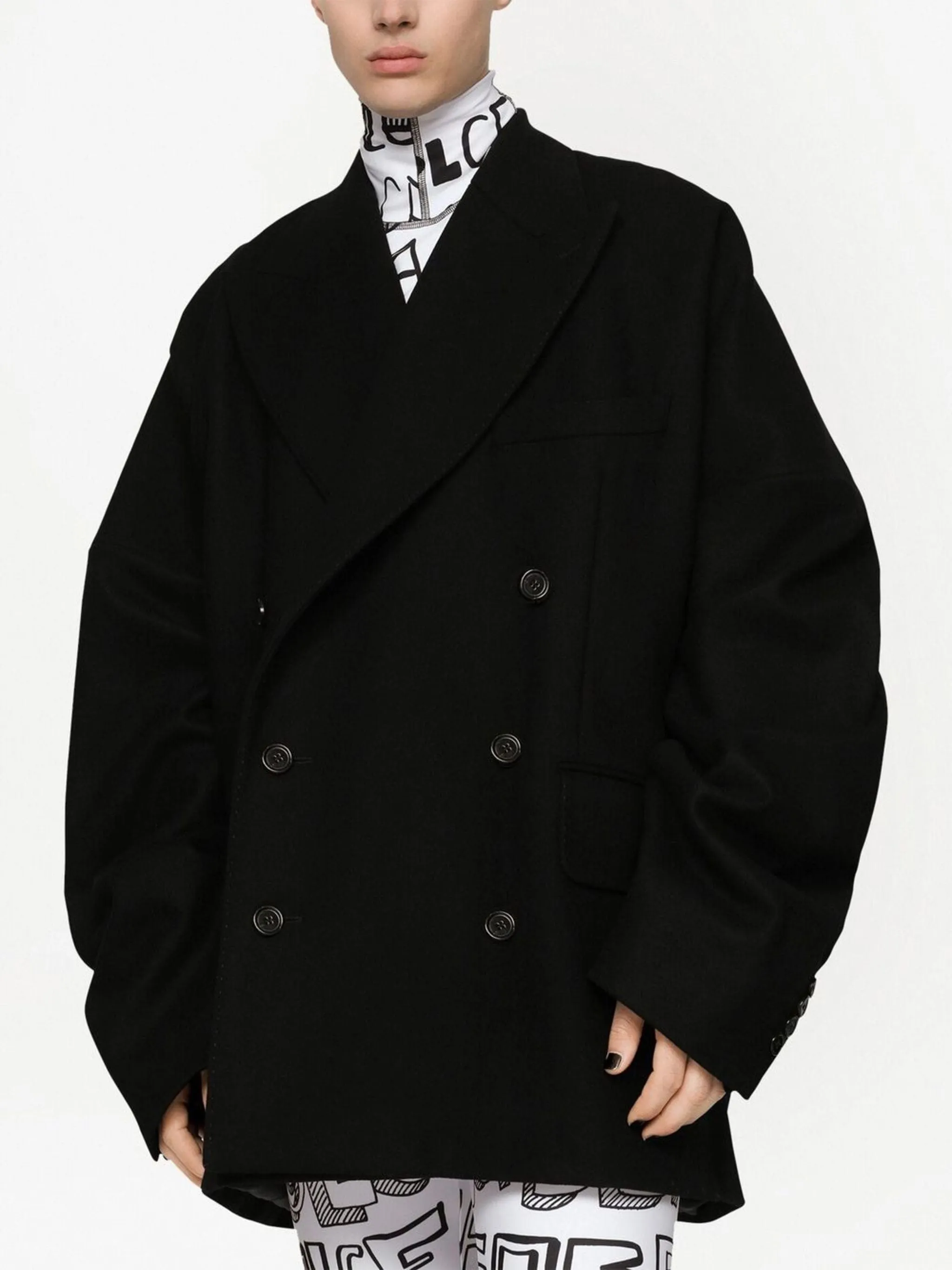 Double-Breasted Wool-Silk Coat