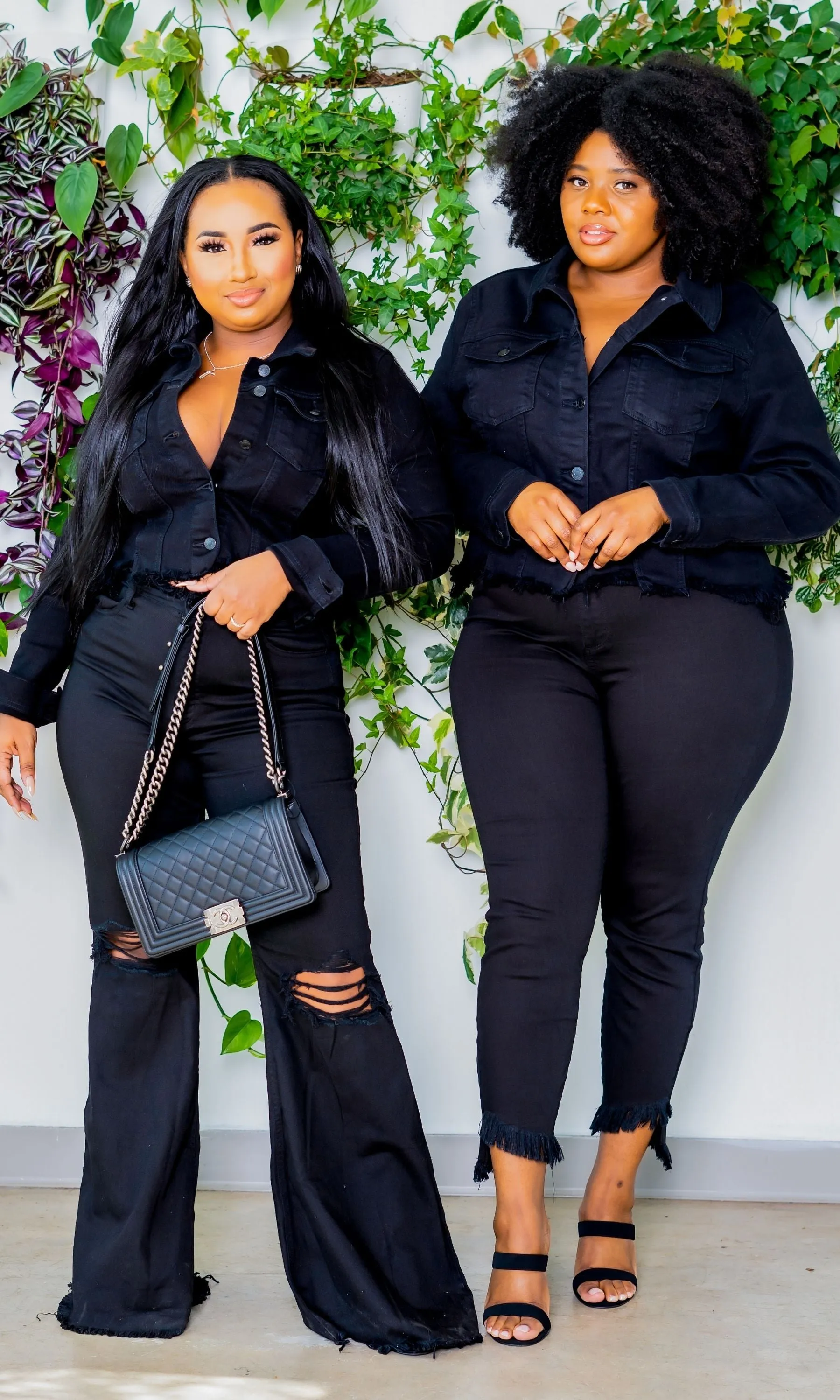 Fashionista | Distressed Denim Jacket Black FINAL SALE