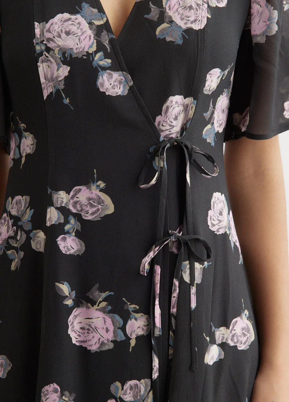 Fluid Crepe Wrap Midi Dress