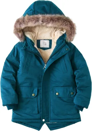 Flygo Boys Winter Coat Fleece Lined Kids Puffer Jacket Warm Quilted Hooded Parka Jackets