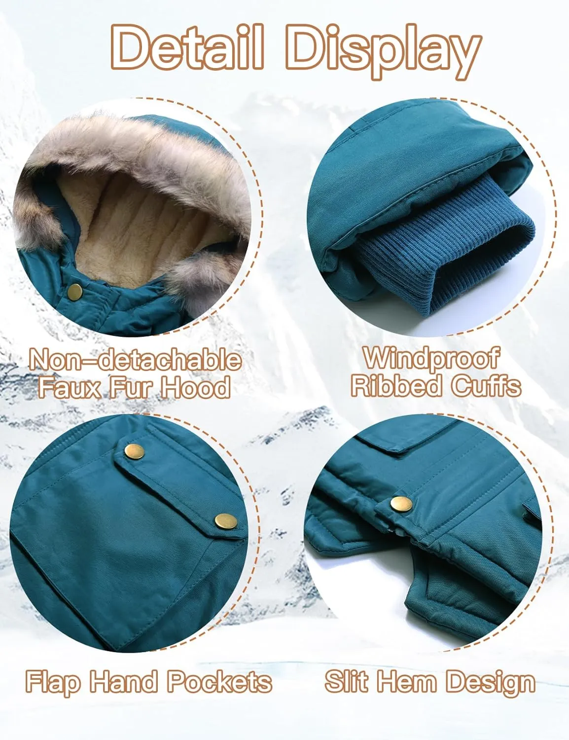 Flygo Boys Winter Coat Fleece Lined Kids Puffer Jacket Warm Quilted Hooded Parka Jackets