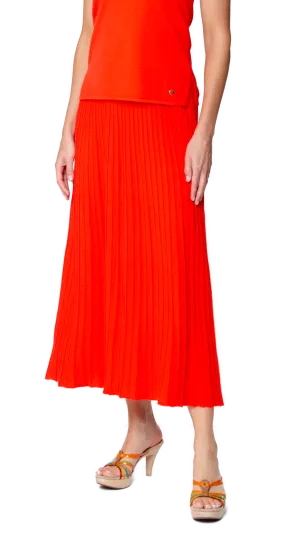 Geraldina Pleated-Knit Maxi Skirt; Bright Orange