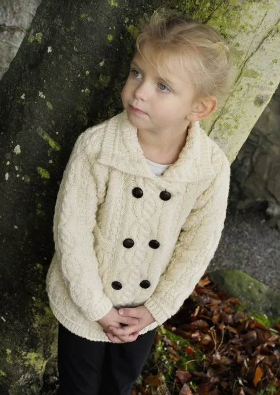 Girls Aran Double Breasted Coat | Natural