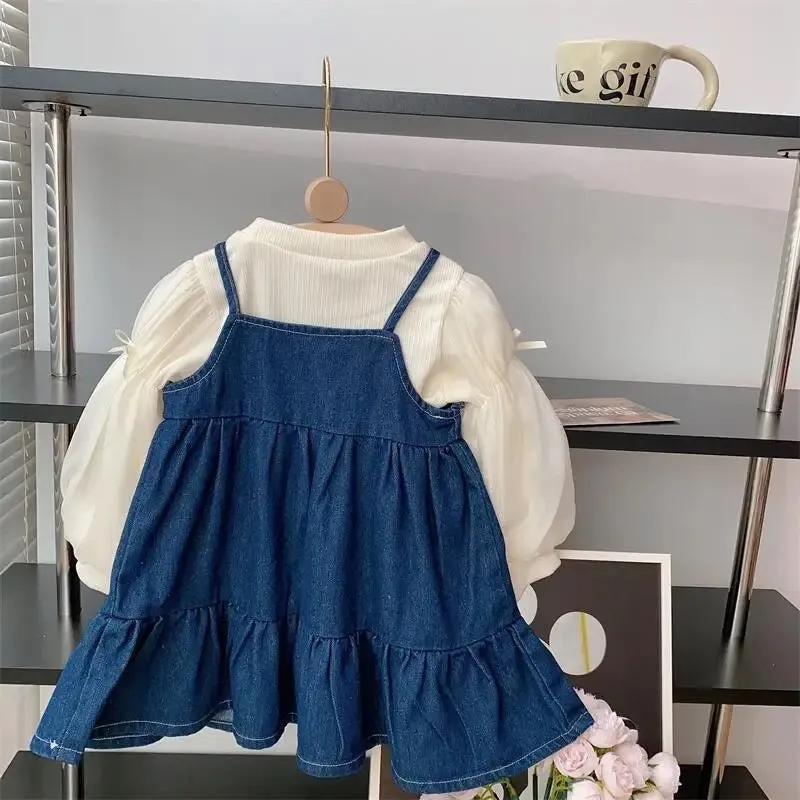Girls Denim Dress With Top