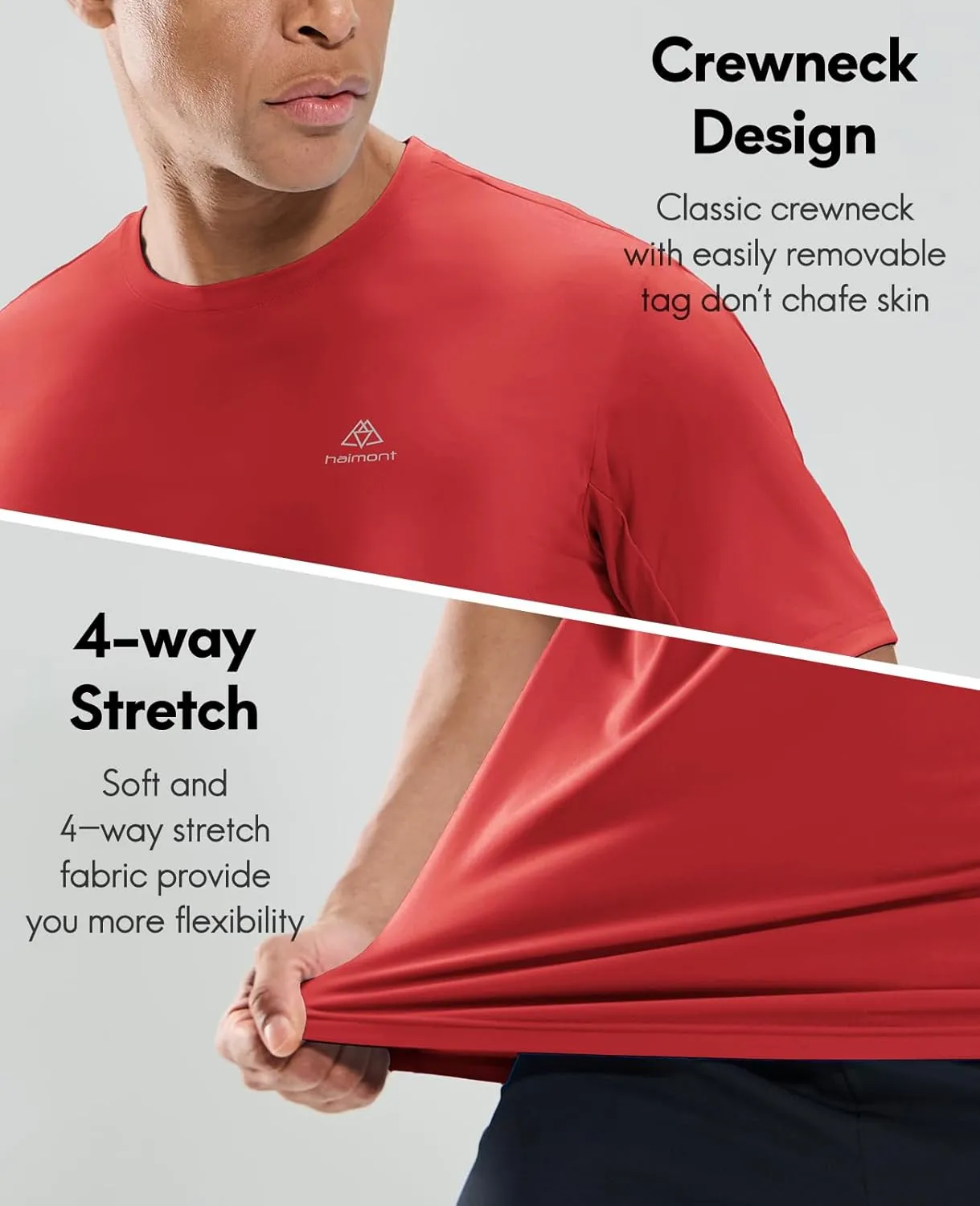 Haimont Men's Running T-Shirt Dry Fit Crewneck Athletic Tee Shirts Moisture Wicking Short Sleeve Stretchy Workout Gym