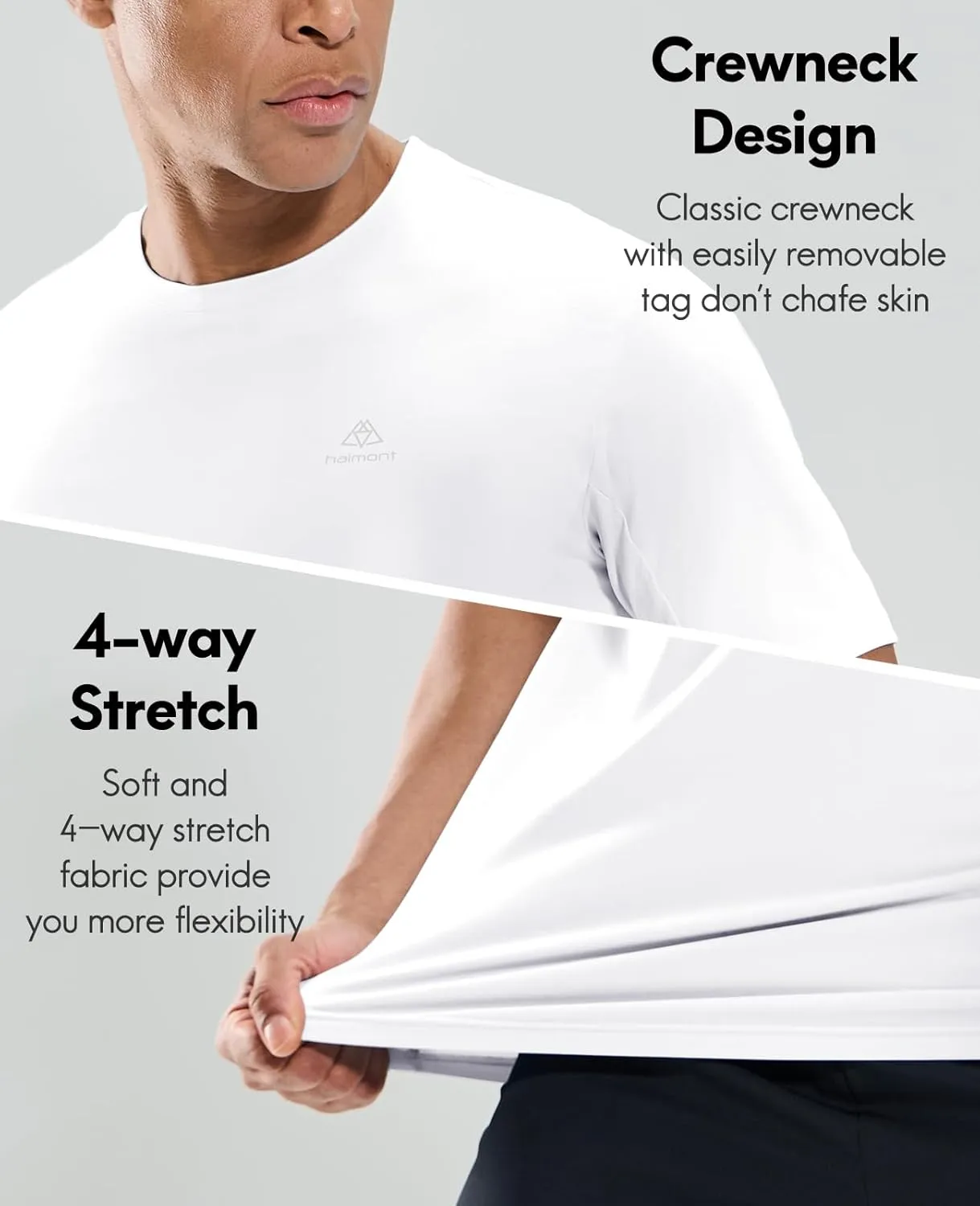Haimont Men's Running T-Shirt Dry Fit Crewneck Athletic Tee Shirts Moisture Wicking Short Sleeve Stretchy Workout Gym
