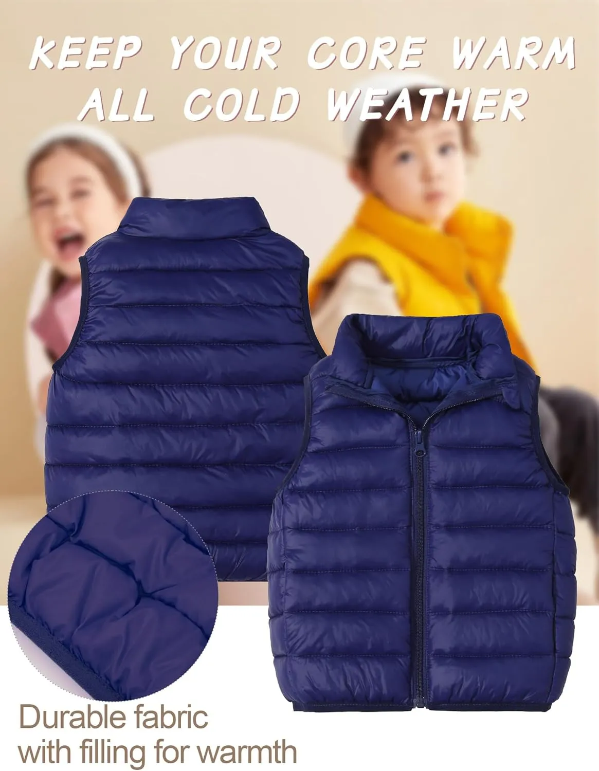 Happy Cherry Kids Boys Girls Lightweight Winter Vest Quilted Puffer Sleeveless Jacket Down Outwear