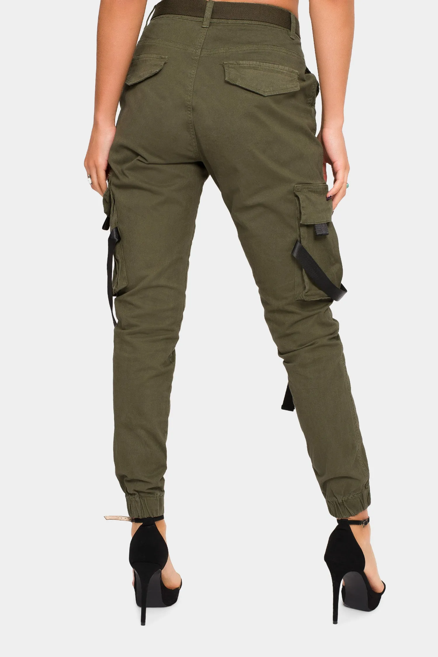 High Rise Utility Strap Cargo Joggers