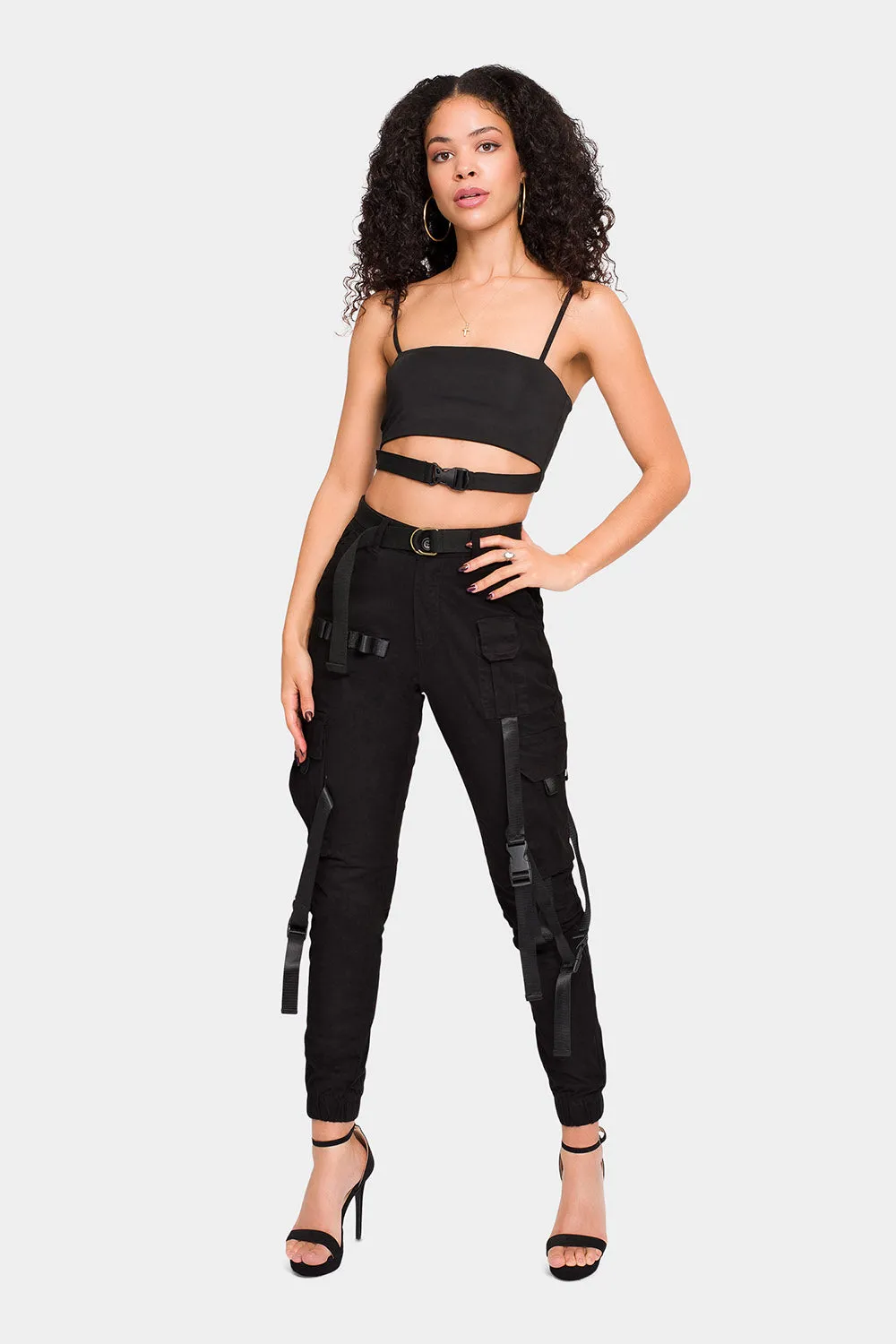High Rise Utility Strap Cargo Joggers