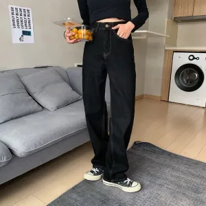 High waist straight jeans for women