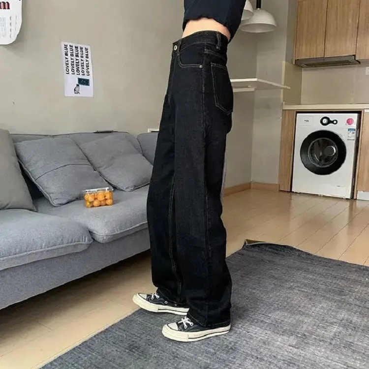 High waist straight jeans for women