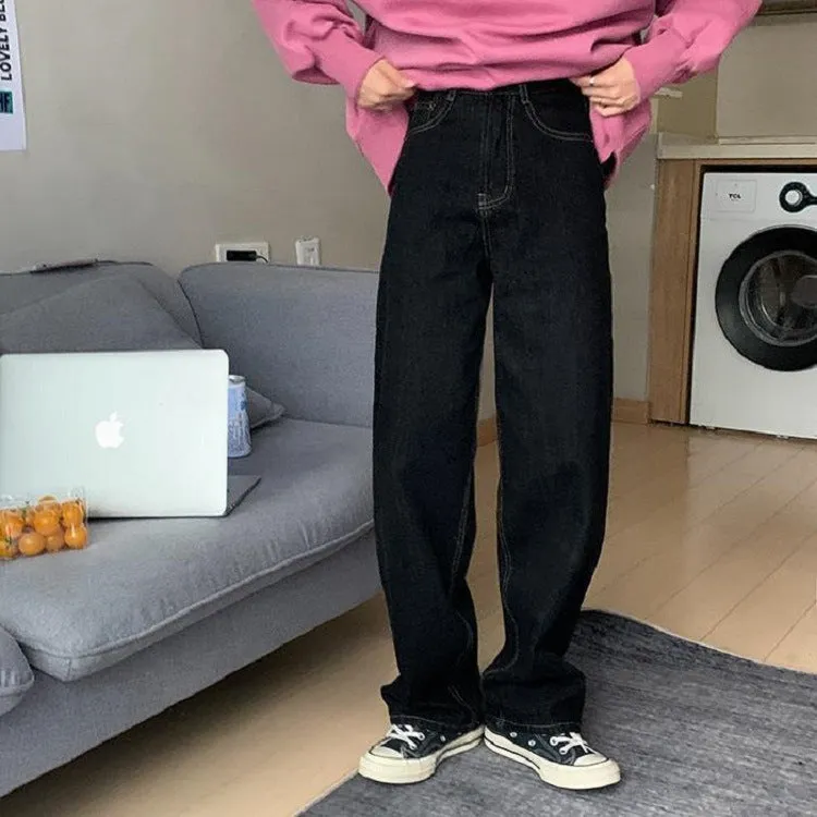 High waist straight jeans for women