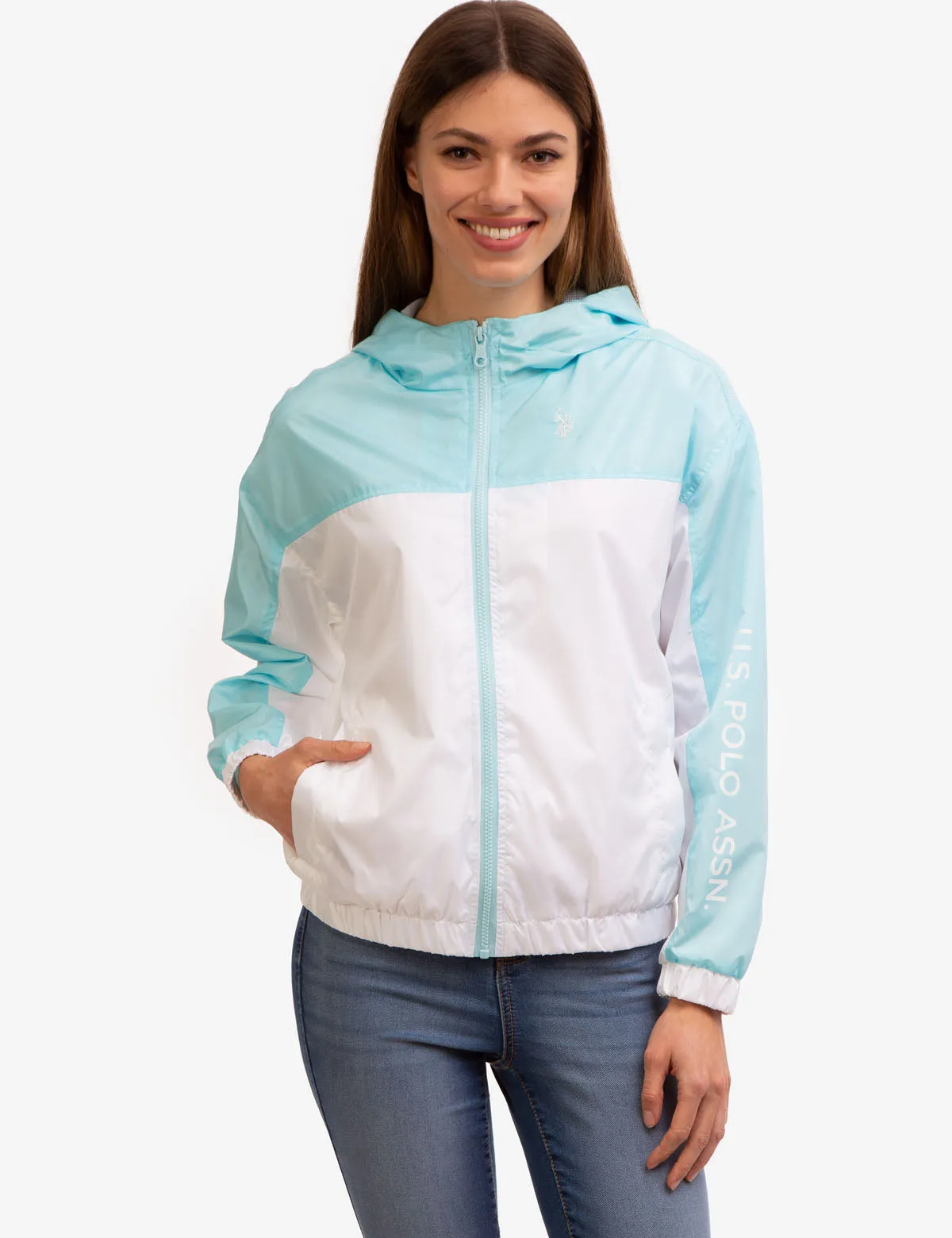 HOODED ZIP FRONT LOGO WINDBREAKER