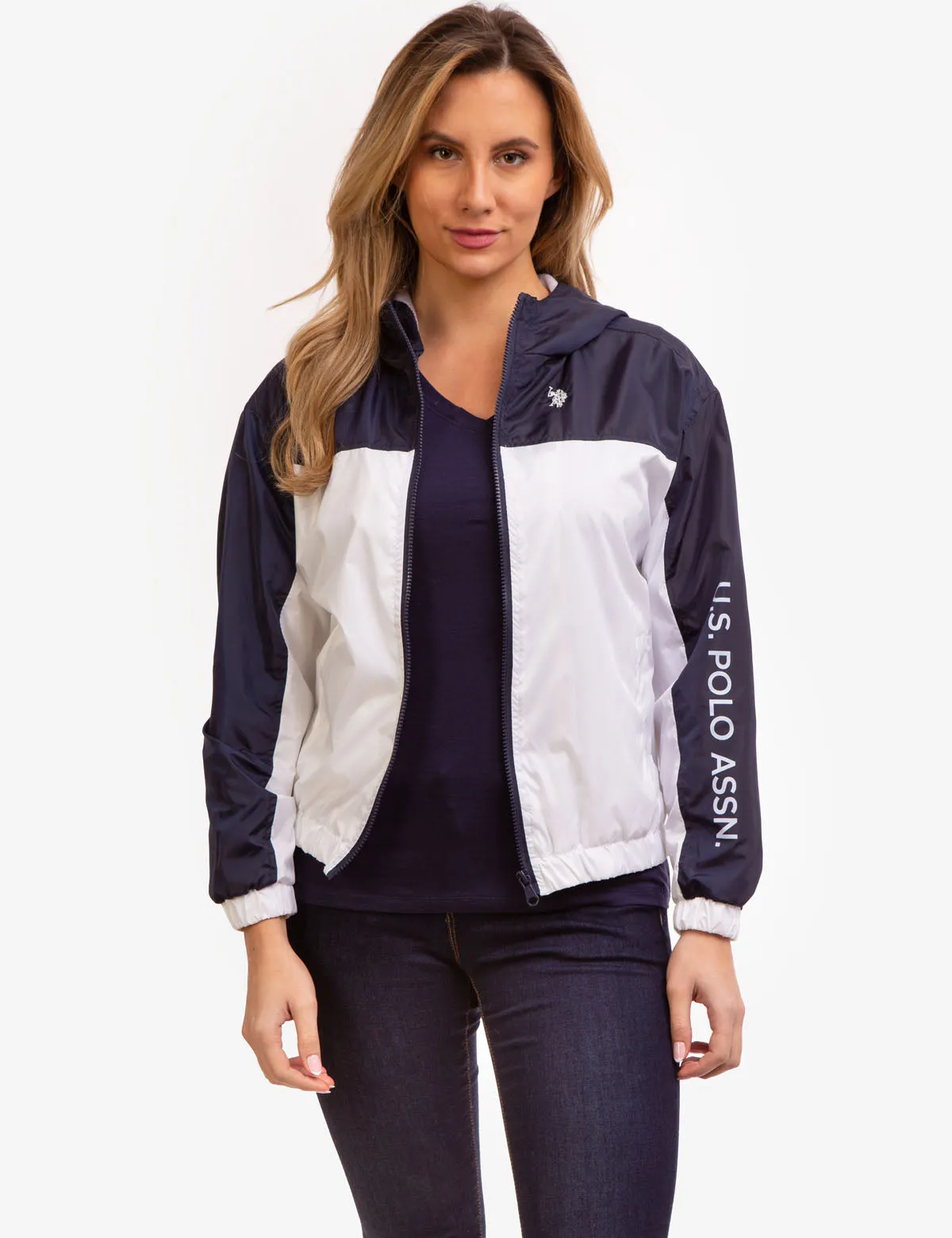 HOODED ZIP FRONT LOGO WINDBREAKER
