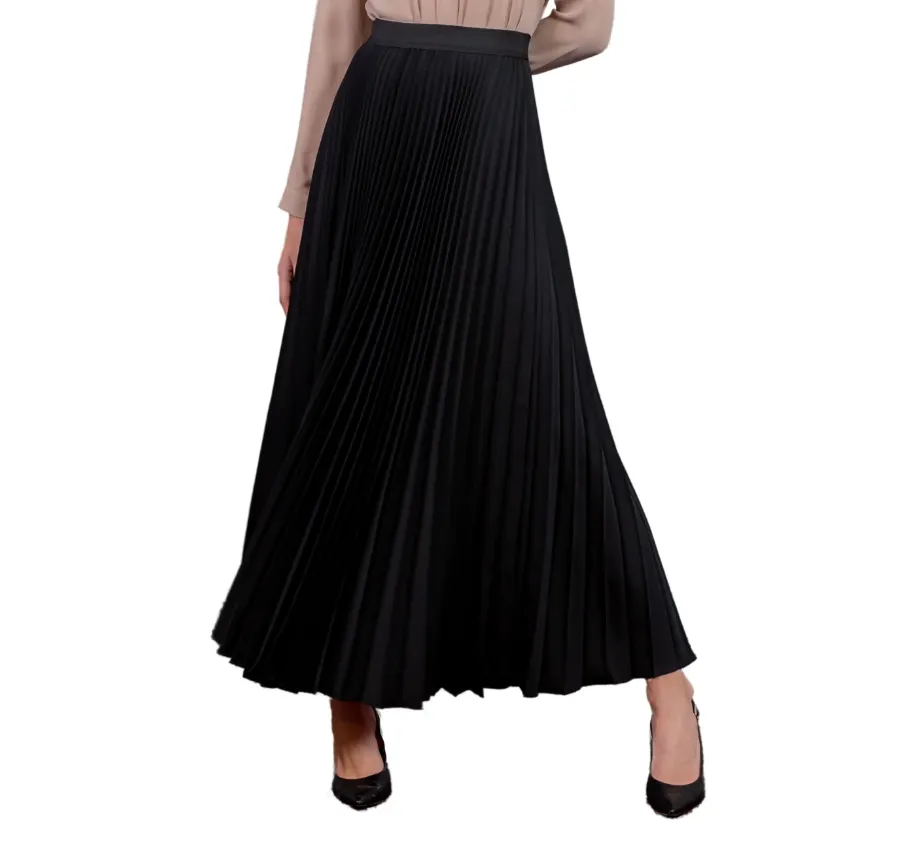 Jade Black Pleated Maxi Skirt