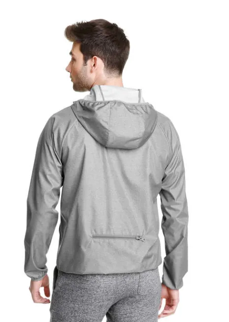 JOE FRESH Mens grey ripstop hooded windbreaker, M