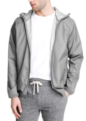 JOE FRESH Mens grey ripstop hooded windbreaker, M