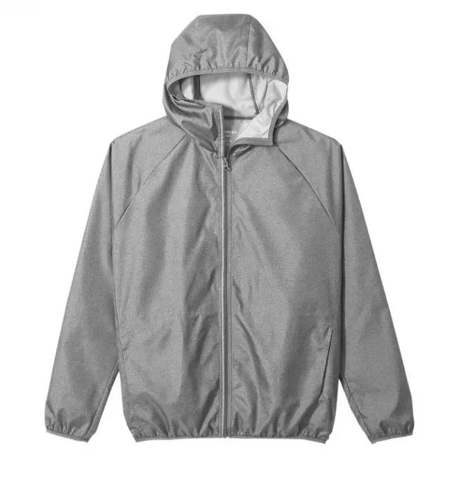 JOE FRESH Mens grey ripstop hooded windbreaker, M
