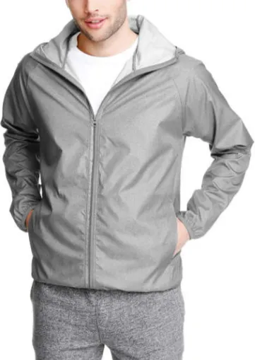 JOE FRESH Mens grey ripstop hooded windbreaker, M