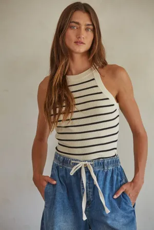 Knit Sweater Ribbed Striped Tank Top