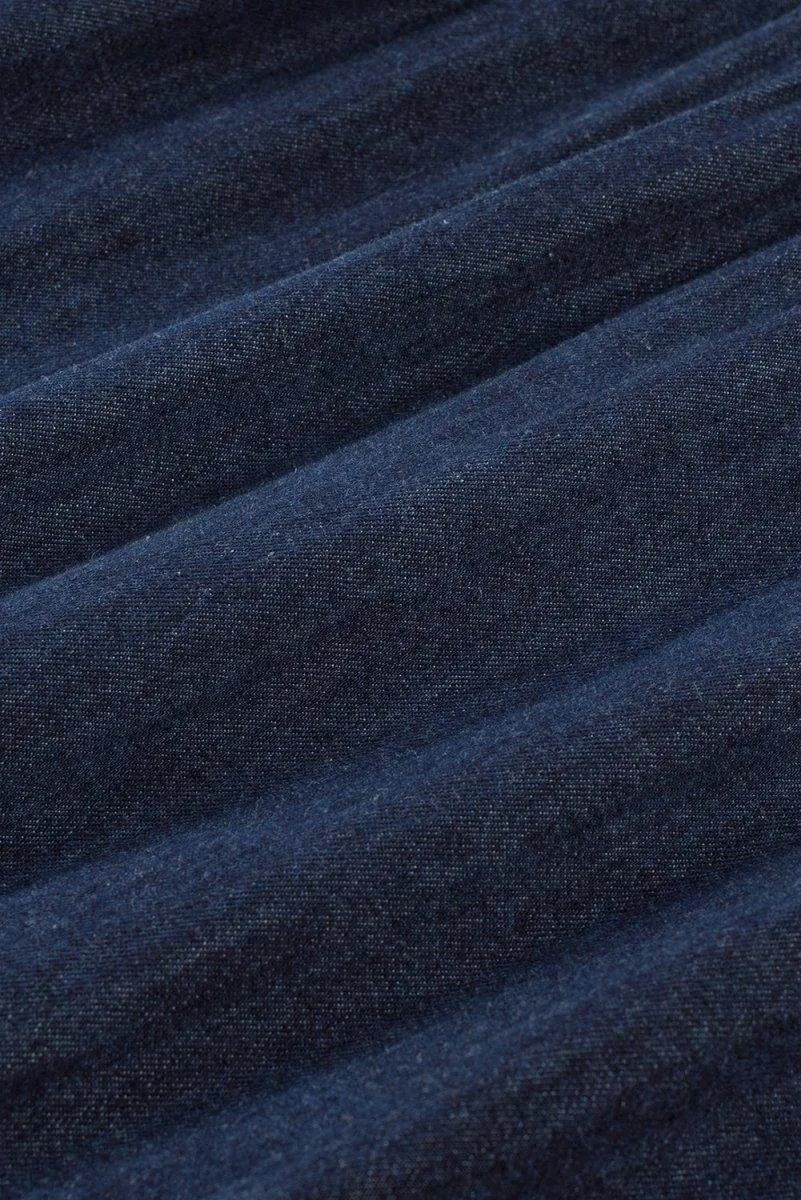 Long Chambray Tiered Maxi Denim Dress