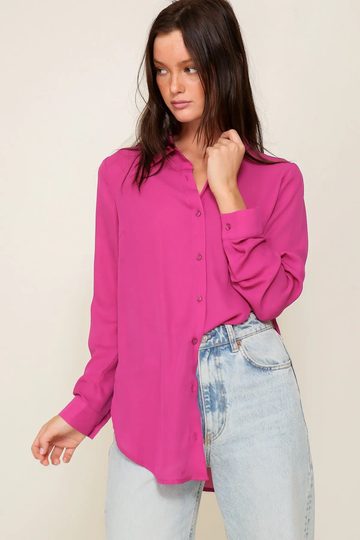 Long Sleeve Chiffon Blouse*