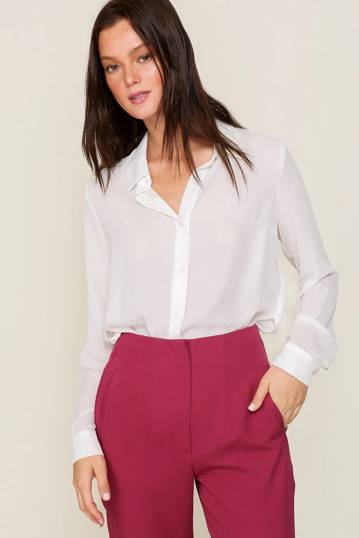 Long Sleeve Chiffon Blouse*