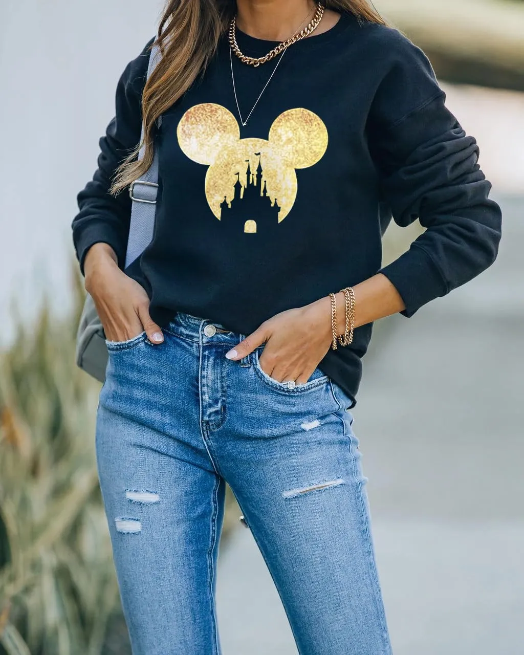 Magic Kingdom Sweatshirts For Women Colorful Castle Fairy Graphic Sweatshirt Holiday Vacation Pullover