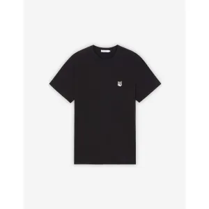 Men Grey Fox Head Patch Classic Tee-Shirt - Black