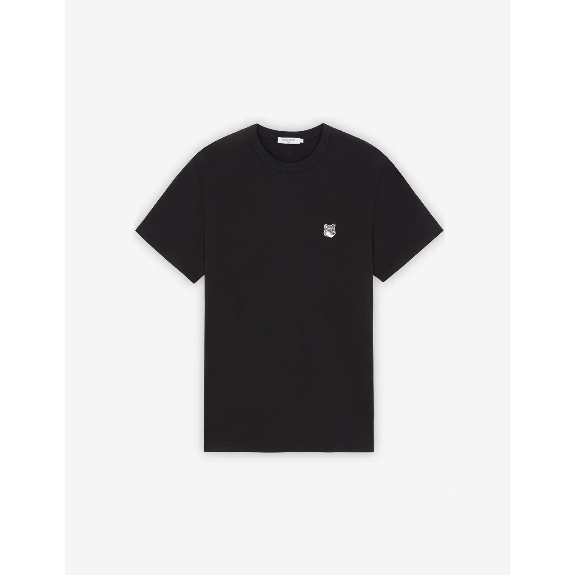 Men Grey Fox Head Patch Classic Tee-Shirt - Black