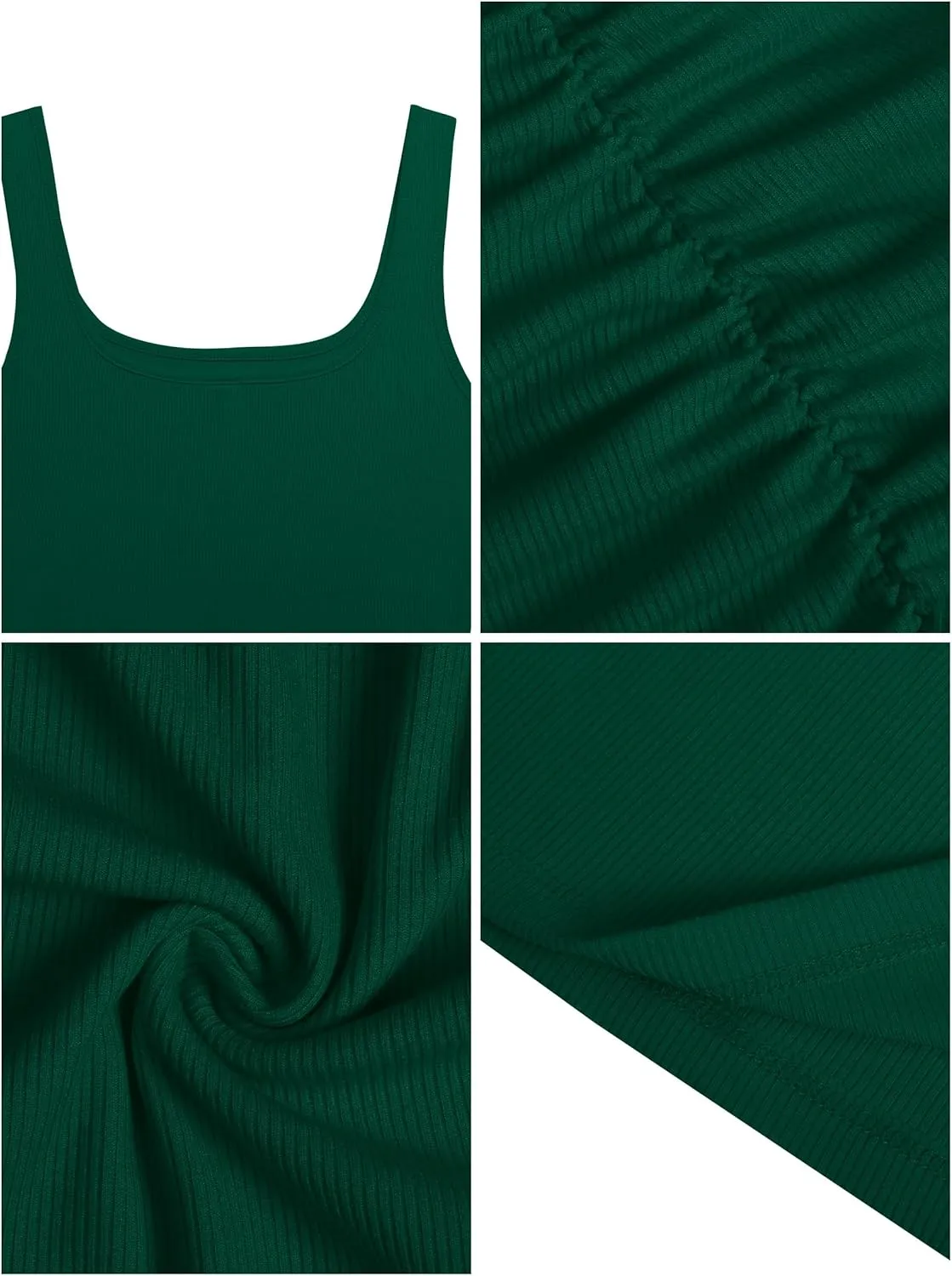 Missufe Women's Sleeveless Square Neck Ruched Bodycon Knit Sundress Summer Casual Short Tank Dress