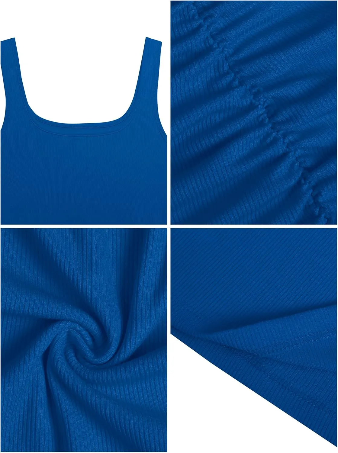 Missufe Women's Sleeveless Square Neck Ruched Bodycon Knit Sundress Summer Casual Short Tank Dress